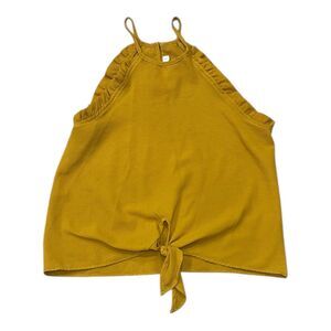 Mine Anthropologie Mustard Yellow Ruffle Sleeveless Tie Front Top S